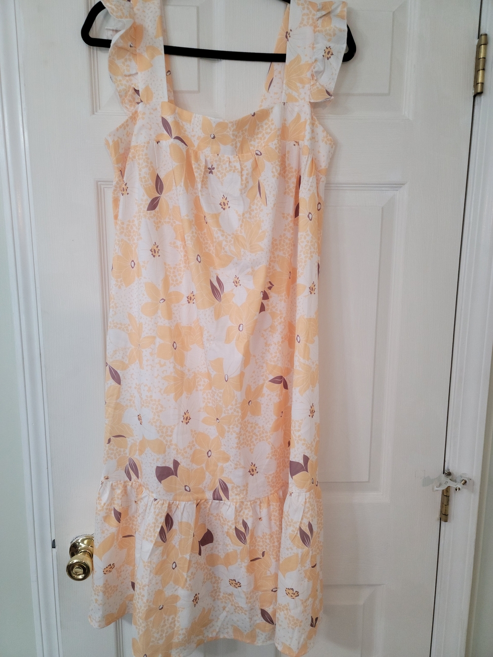 Yellow Floral Ruffle-Strap Sundress
